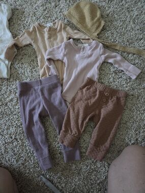 11 Items Jamie Kay ribbed matching set in cream, blush, mauve,